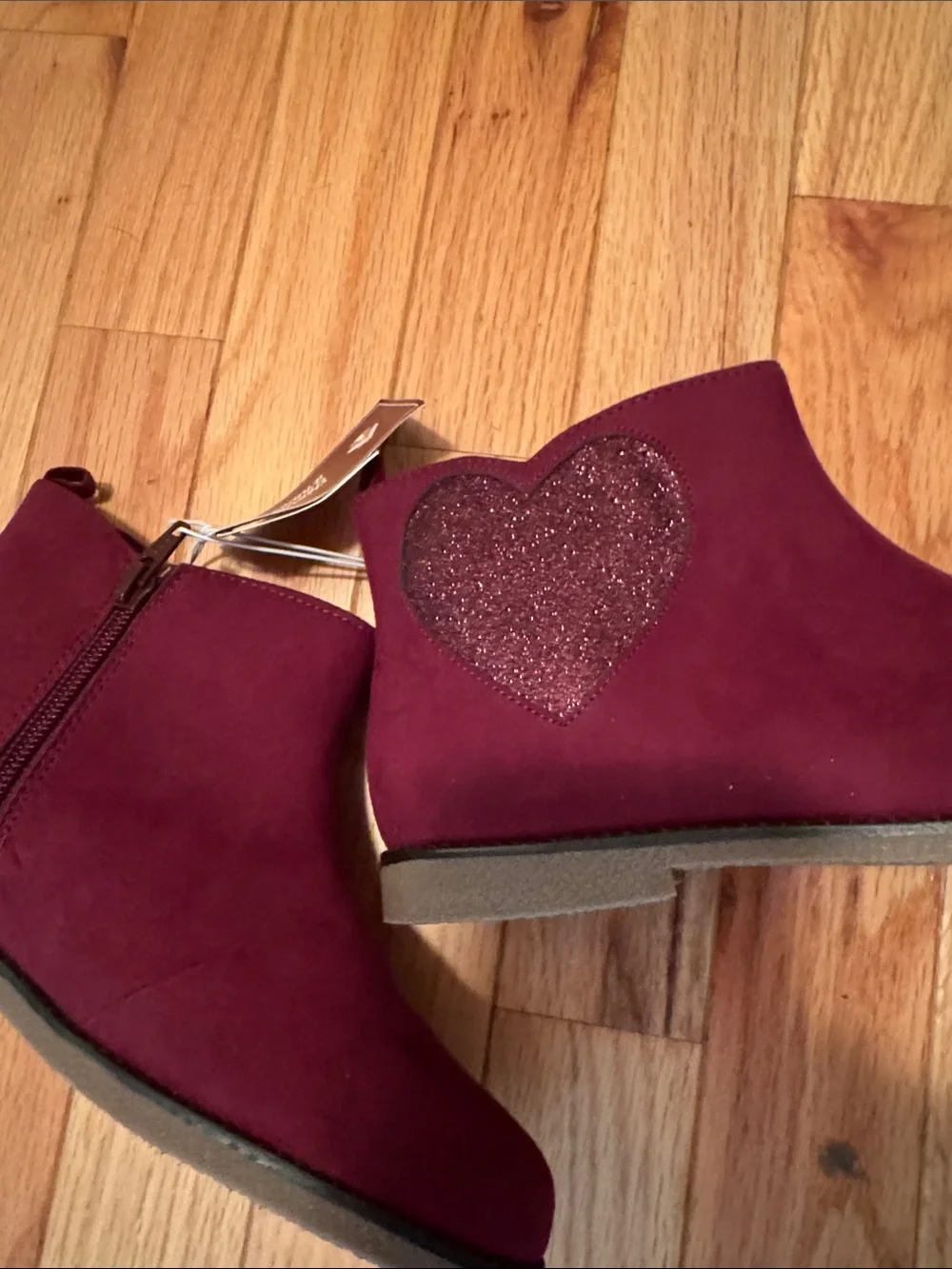 Gymboree Maroon Glitter Heart Ankle Boots